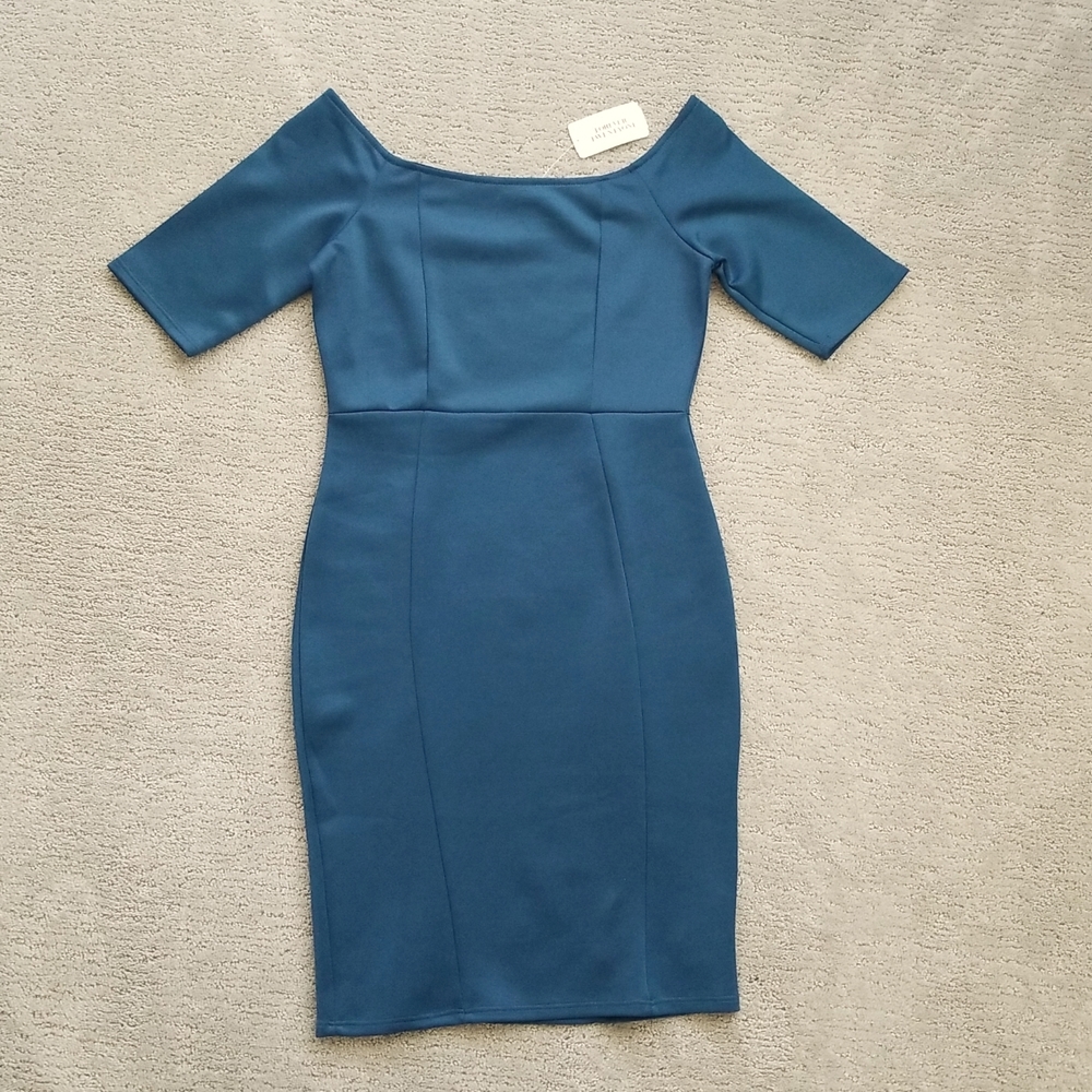 Teal Forever 21 off shoulder midi dress